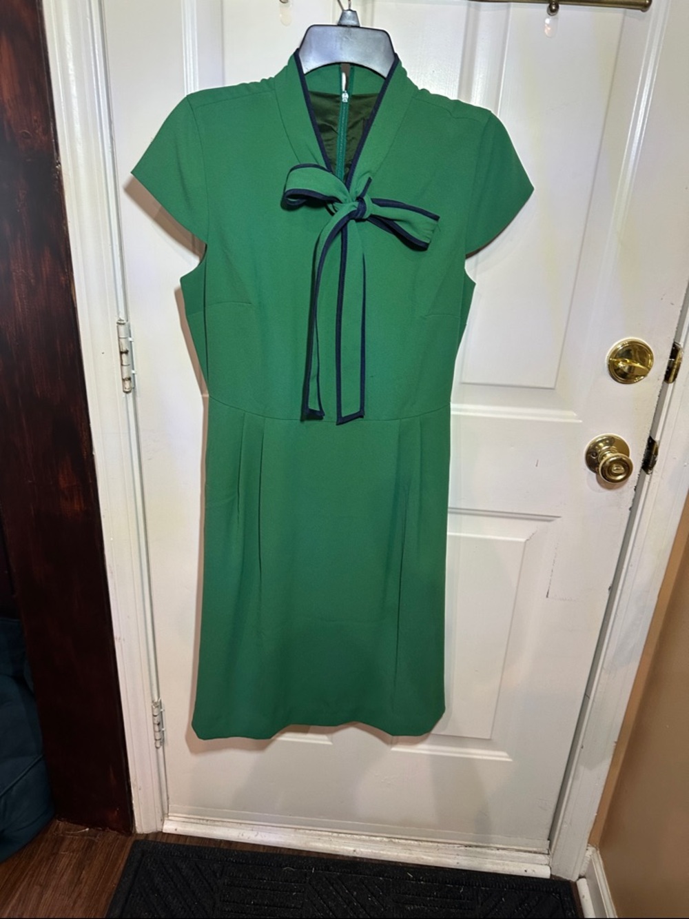 J. Crew Emerald Green Tie-Neck Cap Sleeve Midi Dress